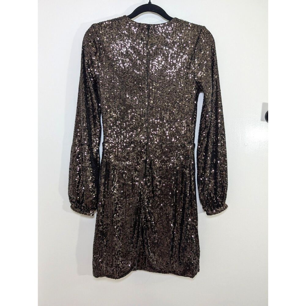 The Drop Sequin Mini Dress XXS | Bronze Glam Party Night Out Holiday Sparkle - Picture 5 of 10